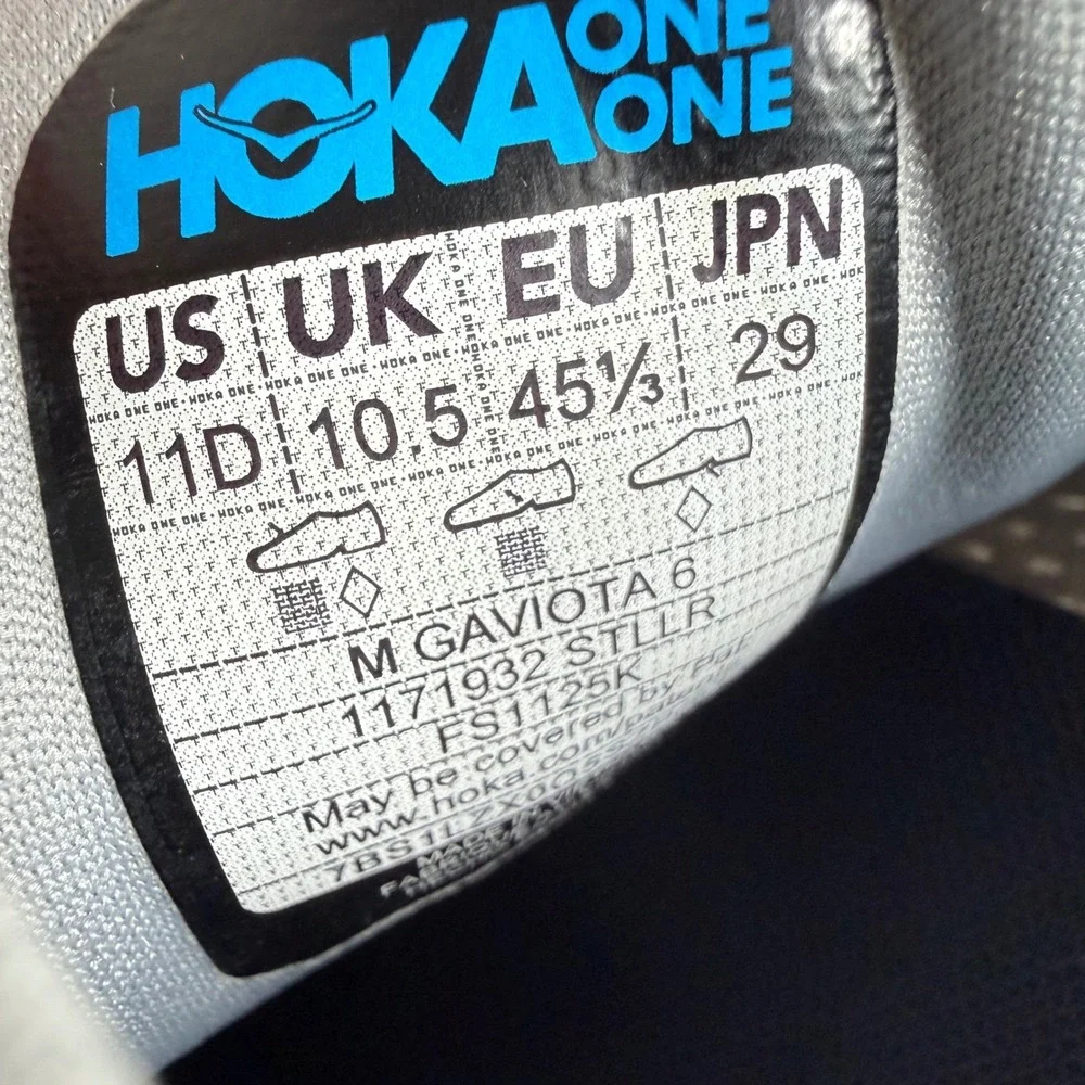 Hoka Gaviota 6 Mens 11D Harbor Mist Black Running Shoes 1171932 STLLR Grey